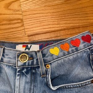 Aviator Nation denim heart shorts